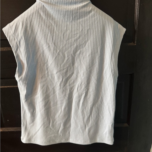 Ann Taylor Sleeveless Ribbed Mock Neck Tank - Light Blue - Picture 3 of 5
